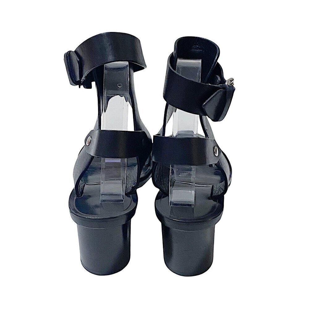Isabel Marant Black Leather Jaeryn Mid Heel  Sandals, Size 37EU, Buckle - Picture 7 of 12